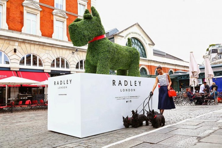 Radley dog in artificial topiary.