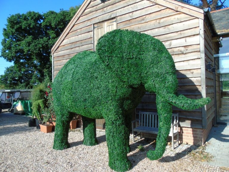 Giant artificial boxwood topiary elephant