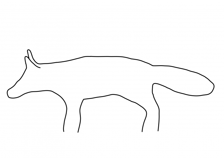 An outline of a fox