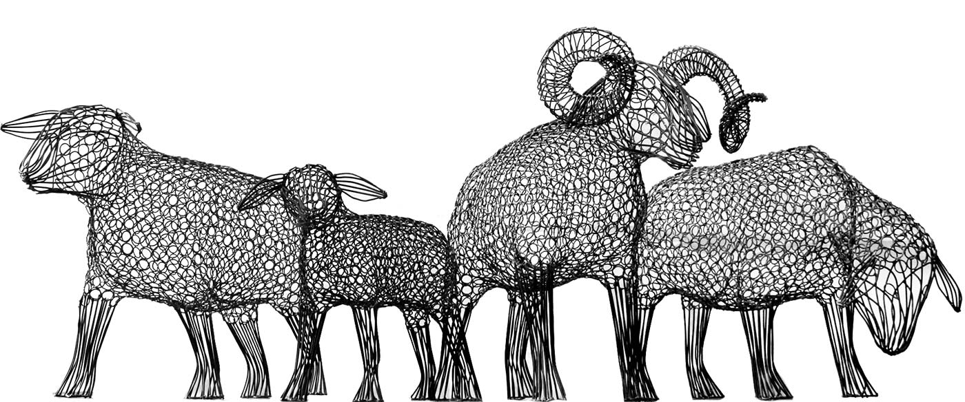 Luigi Frosini metal sheep sculptures