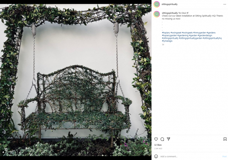 Topiary Swing seat installed instagram post